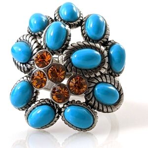 Turquoise & Amber Ring
